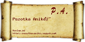 Pszotka Anikó névjegykártya